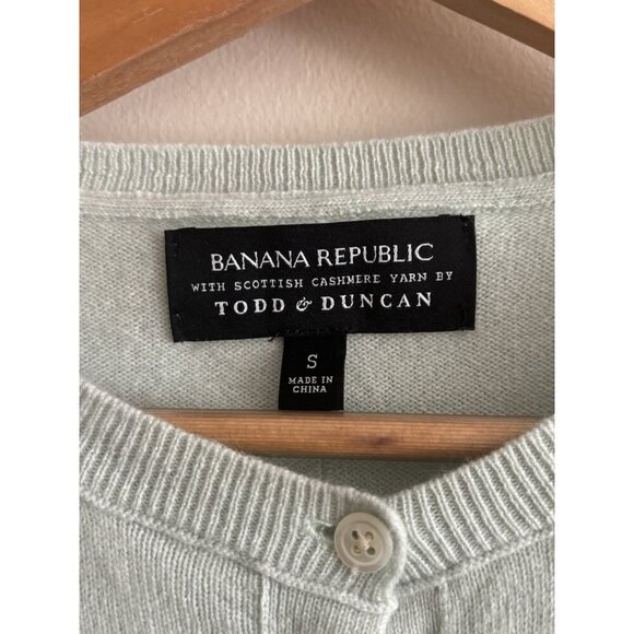 Banana Republic TODD & DUNCAN Cashmere Cardigan Sweater Mint Small - Picture 2 of 9